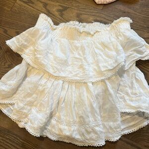 Loveshackfancy white ruffle mini skirt